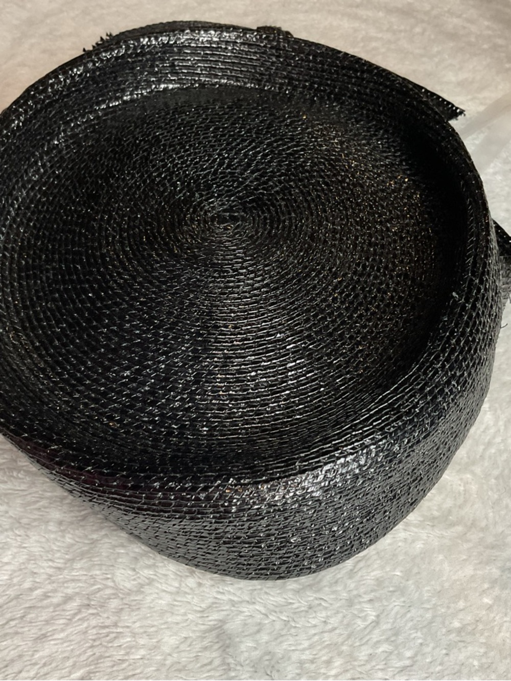 Vintage Rochelle Originals Black Straw Boater Hat | Classic Elegant Bow - Picture 3 of 6